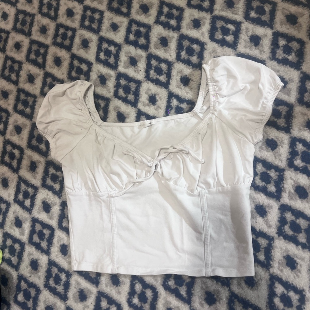 Garage White Puff Sleeve Crop Top